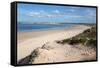 Praia de Peniche de Cima beach backed by sand dunes and popular with surfers-Stuart Black-Framed Stretched Canvas