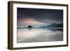 Praia Do Estaleiro with the Serra Do Mar Mountain Range Reflected in the Ocean at Sunset-Alex Saberi-Framed Photographic Print