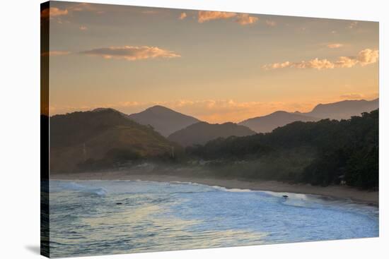 Praia Vermelha Do Centro Surfer Beach and Serra Do Mar State Park in Ubatuba, Brazil-Alex Saberi-Stretched Canvas