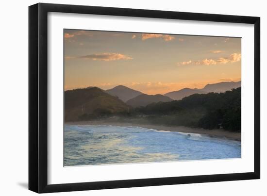 Praia Vermelha Do Centro Surfer Beach and Serra Do Mar State Park in Ubatuba, Brazil-Alex Saberi-Framed Photographic Print