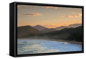 Praia Vermelha Do Centro Surfer Beach and Serra Do Mar State Park in Ubatuba, Brazil-Alex Saberi-Framed Stretched Canvas