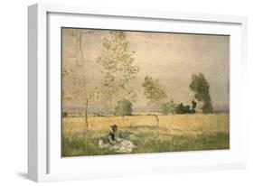 Prairie à Bezons-Claude Monet-Framed Giclee Print