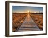 Prairie Boardwalk Sunset-Michael Shake-Framed Photographic Print