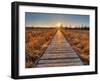 Prairie Boardwalk Sunset-Michael Shake-Framed Photographic Print