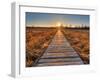 Prairie Boardwalk Sunset-Michael Shake-Framed Photographic Print