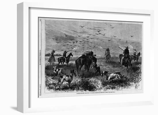 Prairie-Chichen Shooting in Kansas. Sketched by Theodore R. Davis. See First Page.-null-Framed Giclee Print