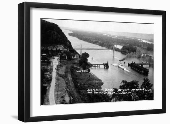 Prairie du Chien, Wisconsin - View of the Mississippi Suspension Bridge-Lantern Press-Framed Art Print