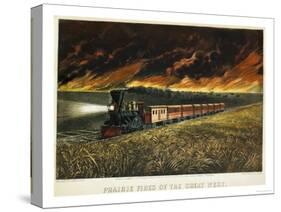 Prairie Fires of the Great West-Currier & Ives-Stretched Canvas
