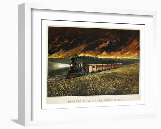 Prairie Fires of the Great West-Currier & Ives-Framed Giclee Print