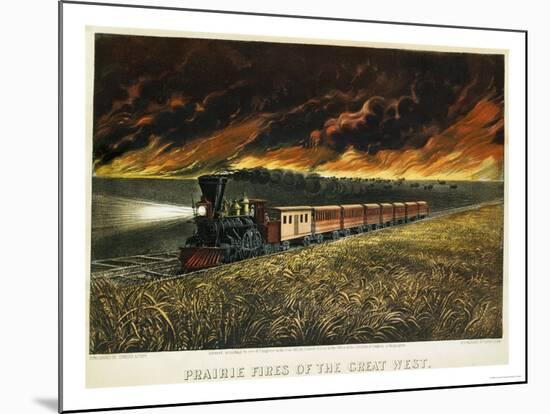 Prairie Fires of the Great West-Currier & Ives-Mounted Giclee Print