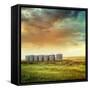 Prairie Grain Silos in Late Summer-Sandralise-Framed Stretched Canvas