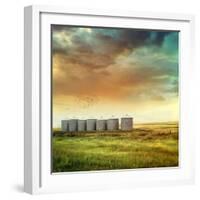 Prairie Grain Silos in Late Summer-Sandralise-Framed Photographic Print