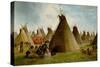 Prairie Indian Encampment, C.1870 (Oil on Canvas)-John Mix Stanley-Stretched Canvas