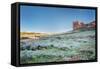 Prairie, Shrubland and Sandstone Rock Formation in Northern Colorado near Wyoming Border - Sand Cre-PixelsAway-Framed Stretched Canvas