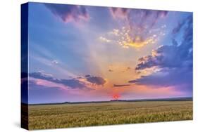 Prairie Sunset with Crepuscular Rays in Alberta, Canada-Stocktrek Images-Stretched Canvas