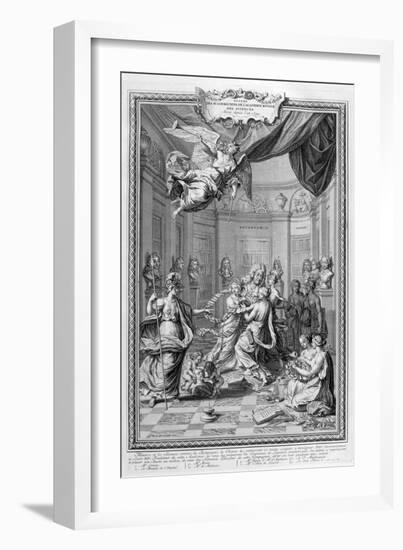 Praise of Academiciens of the Royal Academy of Science... 1728-Bernard Picart-Framed Giclee Print