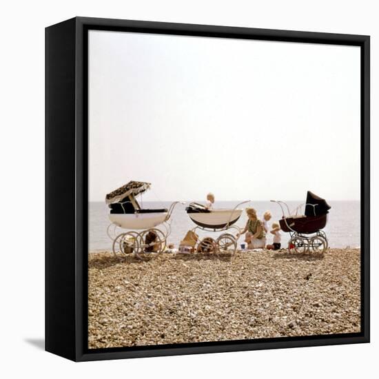 Prams on Brighton Beach-null-Framed Stretched Canvas