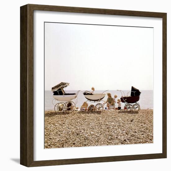 Prams on Brighton Beach-null-Framed Photographic Print