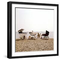 Prams on Brighton Beach-null-Framed Photographic Print