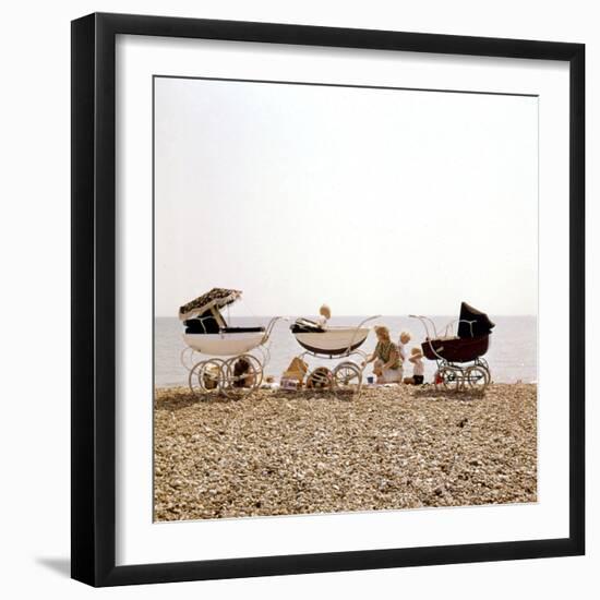 Prams on Brighton Beach-null-Framed Photographic Print