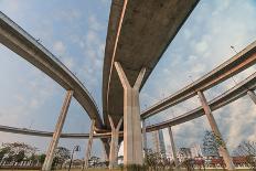 Elevated Expressway. the Curve of Suspension Bridge, Thailand.-Prasit Rodphan-Framed Photographic Print