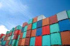 Stack of Cargo Containers at the Docks-Prasit Rodphan-Framed Photographic Print