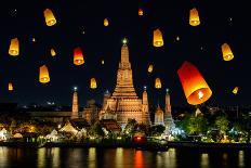 Wat Arun under Loy Krathong Day ,Thailand-Prasit Rodphan-Photographic Print