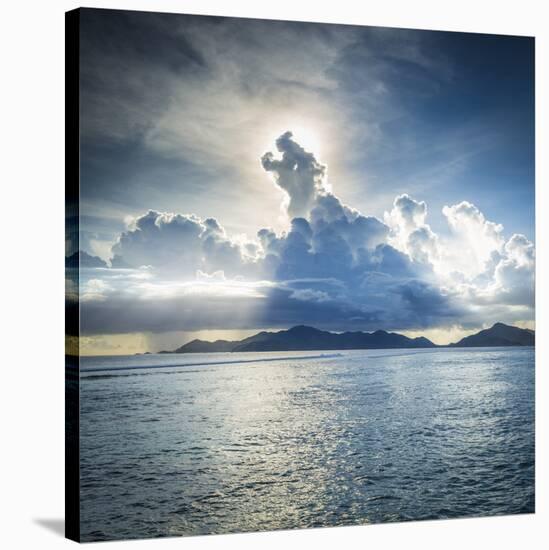 Praslin Island from Anse Source D'Argent Beach, La Digue, Seychelles-Jon Arnold-Stretched Canvas