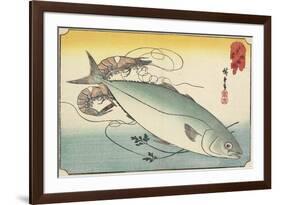 Prawn and Yellow Tail, Early 19th Century-Utagawa Hiroshige-Framed Giclee Print