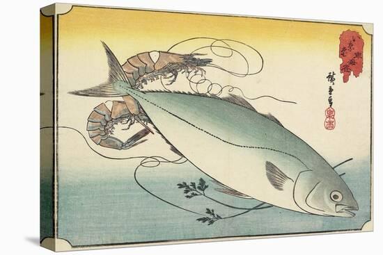 Prawn and Yellow Tail, Early 19th Century-Utagawa Hiroshige-Stretched Canvas