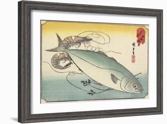 Prawn and Yellow Tail, Early 19th Century-Utagawa Hiroshige-Framed Giclee Print