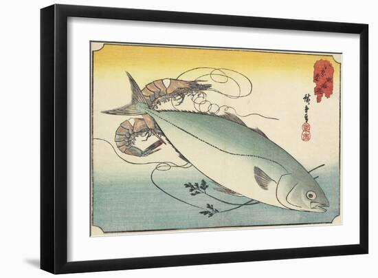 Prawn and Yellow Tail, Early 19th Century-Utagawa Hiroshige-Framed Giclee Print