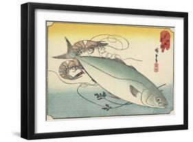 Prawn and Yellow Tail, Early 19th Century-Utagawa Hiroshige-Framed Giclee Print