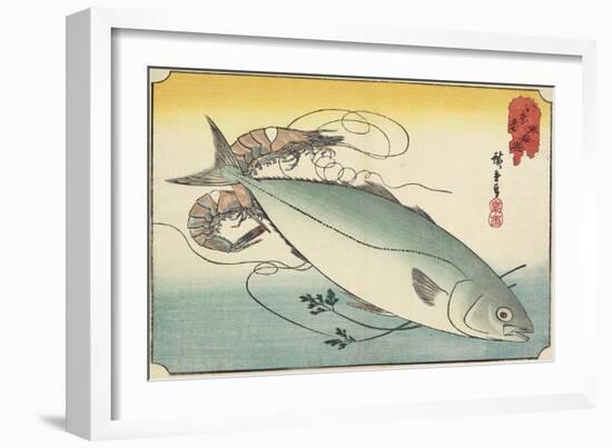 Prawn and Yellow Tail, Early 19th Century-Utagawa Hiroshige-Framed Giclee Print