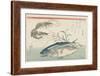 Prawns, Horse Mackerels and Smartweed, 1832-1833-Utagawa Hiroshige-Framed Giclee Print