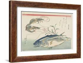 Prawns, Horse Mackerels and Smartweed, 1832-1833-Utagawa Hiroshige-Framed Giclee Print