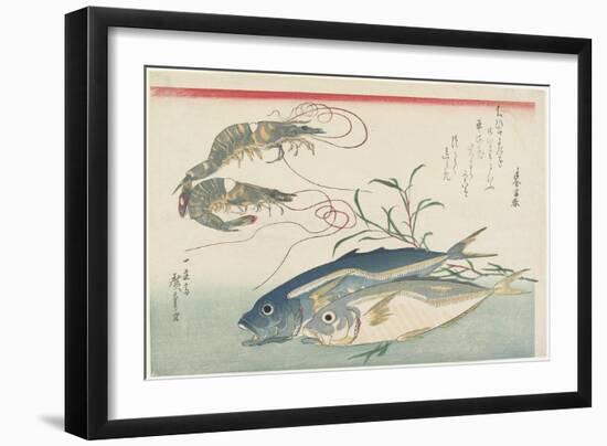 Prawns, Horse Mackerels and Smartweed, 1832-1833-Utagawa Hiroshige-Framed Giclee Print