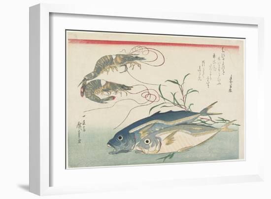 Prawns, Horse Mackerels and Smartweed, 1832-1833-Utagawa Hiroshige-Framed Giclee Print