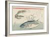 Prawns, Horse Mackerels and Smartweed, 1832-1833-Utagawa Hiroshige-Framed Giclee Print