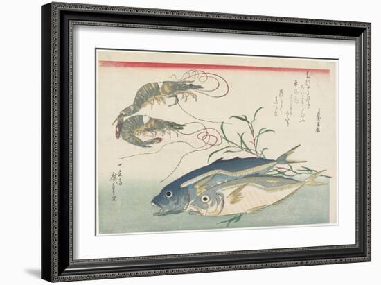 Prawns, Horse Mackerels and Smartweed, 1832-1833-Utagawa Hiroshige-Framed Giclee Print