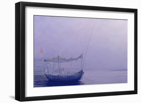 Prayer Candles on the Ganges-Derek Hare-Framed Giclee Print