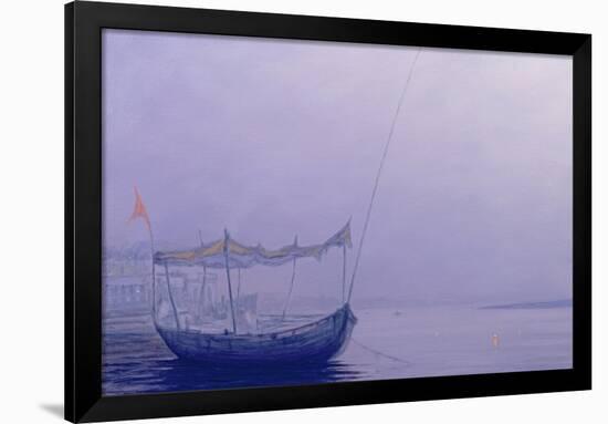 Prayer Candles on the Ganges-Derek Hare-Framed Premium Giclee Print