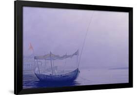 Prayer Candles on the Ganges-Derek Hare-Framed Premium Giclee Print