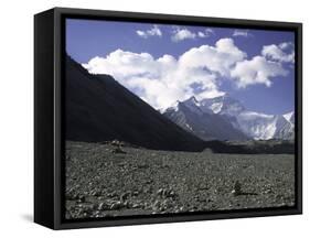 Prayer Flag Amongst Mountain Scene, Nepal-Michael Brown-Framed Stretched Canvas