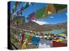 Prayer Flags Above An Artifical Lake Near the Karo-La Pass, Tibet, China, Asia-Michael Runkel-Stretched Canvas