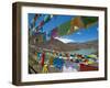 Prayer Flags Above An Artifical Lake Near the Karo-La Pass, Tibet, China, Asia-Michael Runkel-Framed Photographic Print