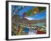 Prayer Flags Above An Artifical Lake Near the Karo-La Pass, Tibet, China, Asia-Michael Runkel-Framed Photographic Print