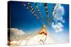 Prayer flags and Buddhist stupa at Bouddha (Boudhanath), UNESCO World Heritage Site, Kathmandu, Nep-Laura Grier-Stretched Canvas