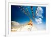 Prayer flags and Buddhist stupa at Bouddha (Boudhanath), UNESCO World Heritage Site, Kathmandu, Nep-Laura Grier-Framed Photographic Print