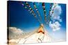 Prayer flags and Buddhist stupa at Bouddha (Boudhanath), UNESCO World Heritage Site, Kathmandu, Nep-Laura Grier-Stretched Canvas